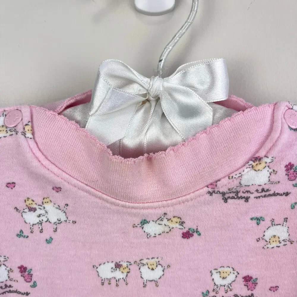 Vintage OshKosh B'gosh Pink Baby Lamb Bodysuit 6-9 Months